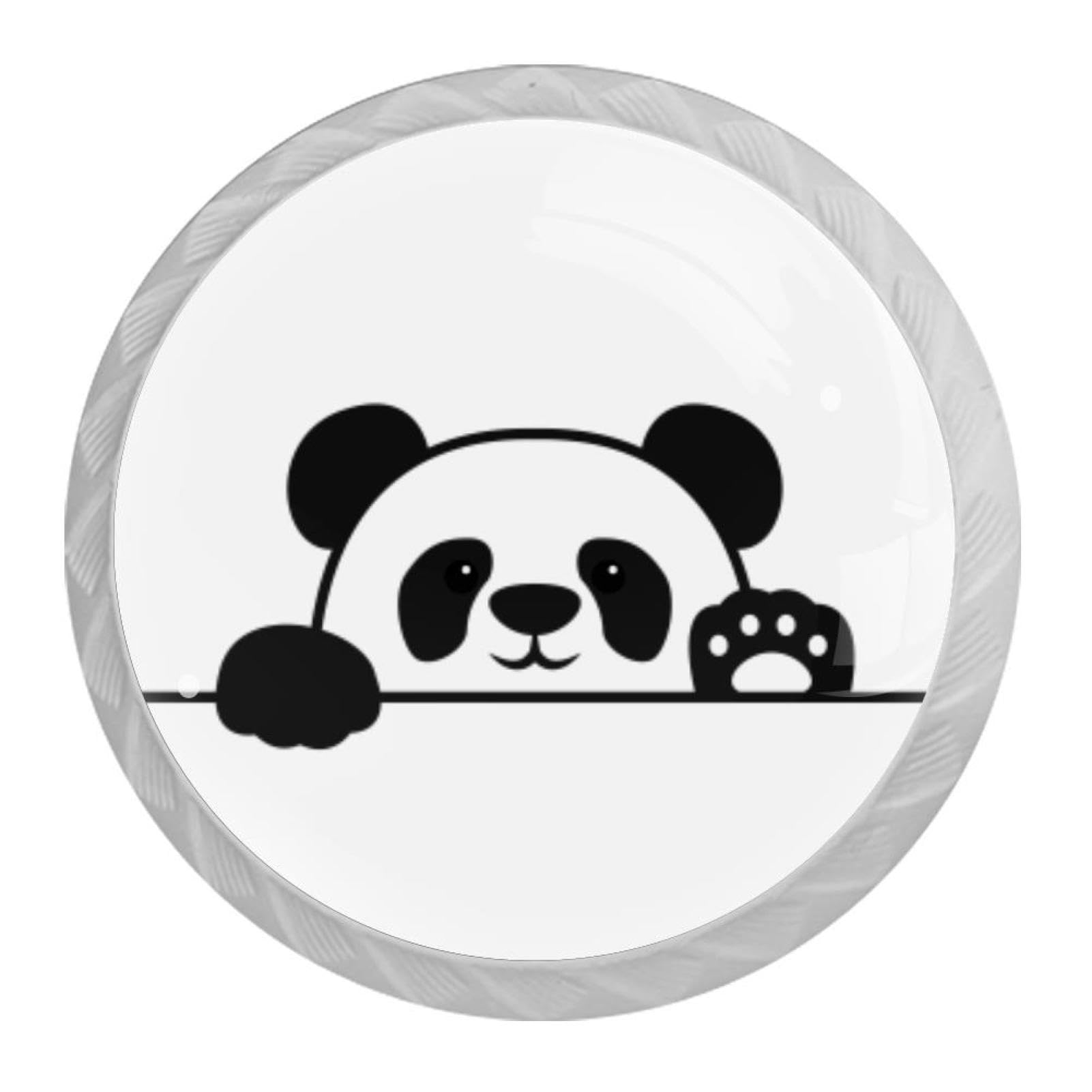 Tqmspg 4 Pieces Drawer Pulls Cute Panda Door Knobs Dresser Handles for Kitchen Wardrobe Cupboard Hardware Furniture