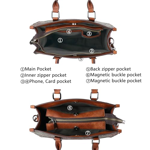 Crossbody Bag for Women Shoulder Bag Top Handle Tote Purses Vintage Satchels Handbag Embossing Rose3