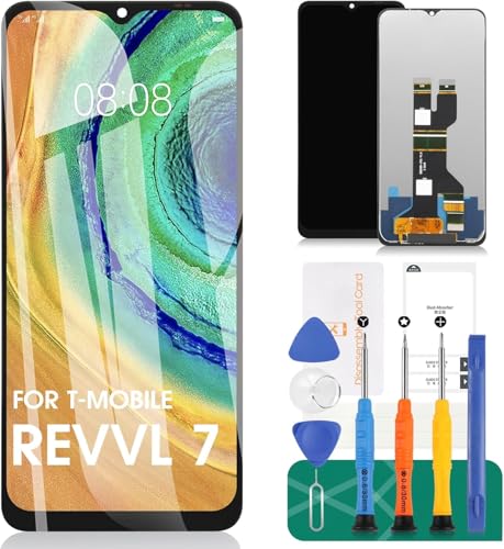 for REVVL 7 Screen Replacement for REVVL 7 5G LCD Replacement Screen for TMRV075G Display Touch Screen Digitizer Assembly Repair Kits (Black, Without Frame)