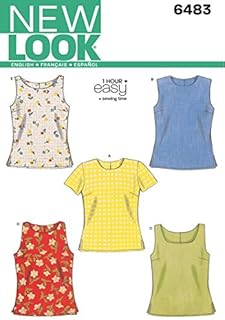 New Look Sewing Pattern 6483: Misses Tops, Size A, Silk, White, A (6-8-10-12-14-16)
