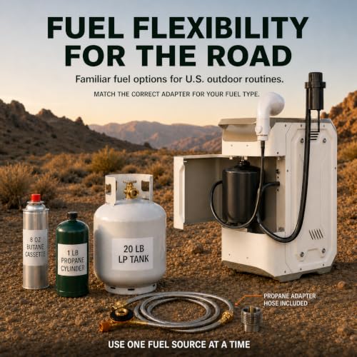 S2 Portable Propane Water Heater - Agua caliente instantánea bajo demanda y temperatura constante, batería de larga duración de 200 minutos, ducha portátil para camping todo el año para RV, senderismo y pesca miniatura 5