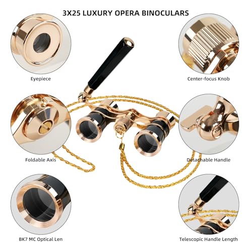 Binoculares Ópera 3x25 con Mango Ajustable y Lupa miniatura 6