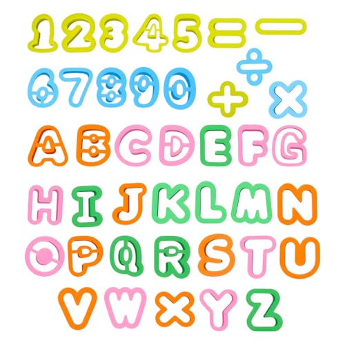 41 Stück Teig Buchstaben Ausstecher Bunte Fondant Ausstecher Set Alphabet Mathematische Symbole Und Zahlen Ausstech Formen Knet Werkzeug Zum Lernen Von Buchstaben Und Zahlen