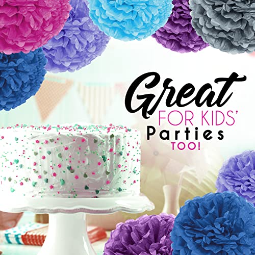 Image of EPIQUEONE Tissue Paper Pom-Poms Kit - DIY Tissue Flower & Pom Accent Decoration - Vibrant Baby & Bridal Party Colors - Reusable Party Decorations - 20 Count, Multicolor, 6 inch-14
