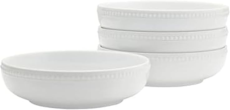 Everyday White by Fitz and Floyd Beaded Dinner Pasta Bowls, Set of 4