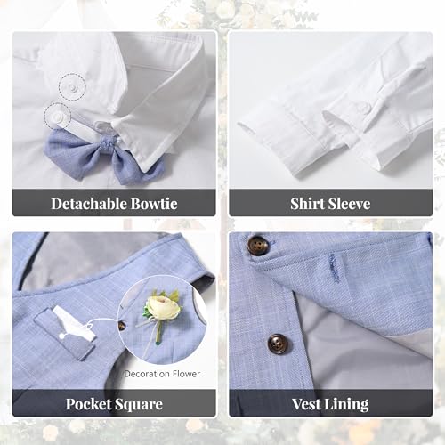 Image of Volunboy Baby Boys Formal Wedding Ring Bearer Outfits Toddler Gentleman Bowtie Vest Guest Suits Dress Shirt Pants Set