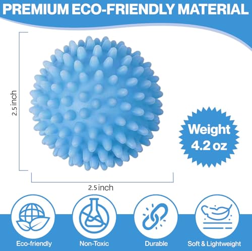 Reusable Dryer Balls Anti Static, 6 PCS Laundry Agitator Balls for Laundry, Blue Purple White Non-Toxic Washing Balls Tangle Free for Washer, Softens Fabrics, Prevents Tangles, Enhances Cleaning