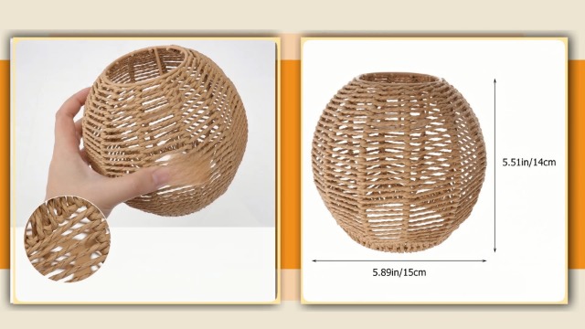 DOITOOL Rattan Lamp Shade, Small Wicker Lamp Shade,Woven Pendant