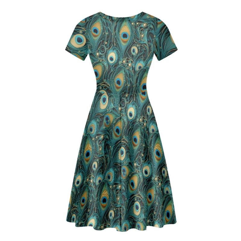 Image of Irisjudy T Shirt Dress for Women Short Sleeve Girls Short Sleeve Dress Plus Size, O Neck Knee Length Midi Dress for Ladies