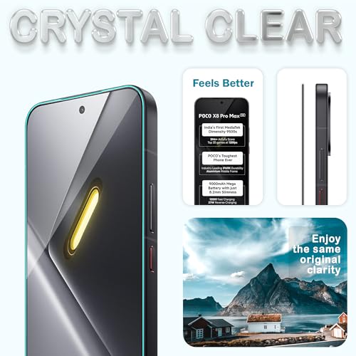 Image of FIRST MART Tempered Glass for Poco X8 Pro Max & Poco F7, 9H Full-Glue Screen Protector, 3D Edge-to-Edge, HD Clear, Oleophobic, Case-Friendly, Black, Pack of 1