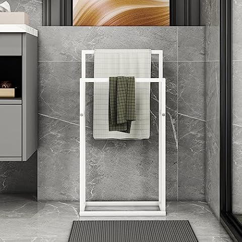 VERFARM Freestanding Towel Rail with 2 Rails Cover