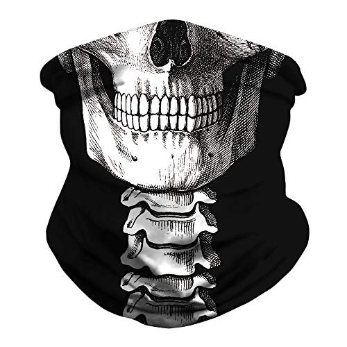 Neck Gaiter Face Bandana Mask Scarf Outdoor 3D White Skeleton Skull Tube Balaclava Sport Headwrap