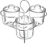 Carlisle 457307 Condiment / Jam Jar Caddy with 3 Plastic J-Jars & Lids, Clear