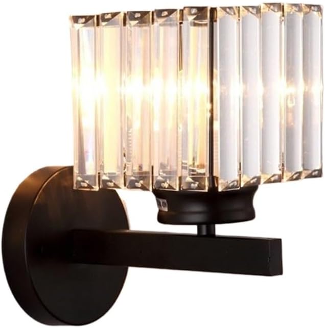 Crystal Wall Lamp Living Room Bedroom board Aisle TV Background Wall Creative Lighting(Color:Black)