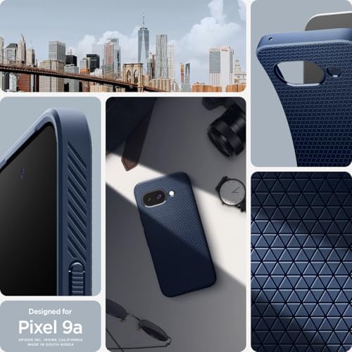 Image of Spigen Liquid Air Back Cover Case for Pixel 9a, Durable Protection, Air Cushion Technology - TPU | Navy Blue