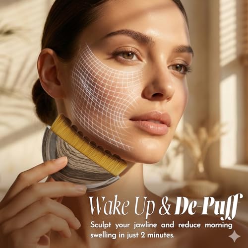 Image of Lymphatic Drainage Face Brush - Contouring Dry Brush for Jawline & Cheeks, Ergonomic Design for Puffiness Relief, Facial Massage Tool for Daily Skin Refresh (1 Pack)
