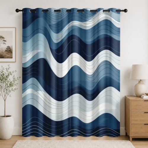 Rideau Occultant Thermique 75x166 isolation lumière anti UV avec oeillets bleu - 3