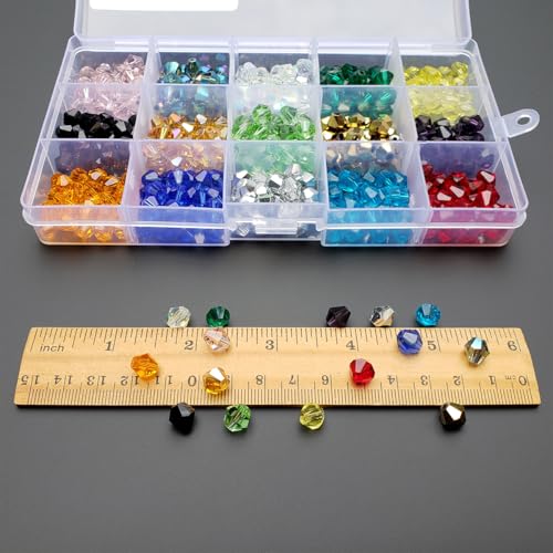 Image of 8mm Bicone Glass Beads for Jewelry Making 375pcs AB Colour Faceted Shape Colourful Crystal Spacer Beads Assortments Supplies Accessories Tools for Bracelets Necklaces with Elastic Cord