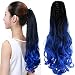 Neverland Beauty 22" Claw on Ombre Two Tone Synthetic Curly Wavy Ponytail Hair Extensions Natural Black to Blue
