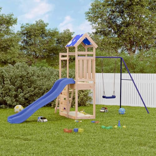Spielturm aus Massivholz Kiefer mit Sandkasten und Rutsche - Spielgerät für Garten und Spielplatzgerät aus Holz für draußen - Kletterturm für Kinder