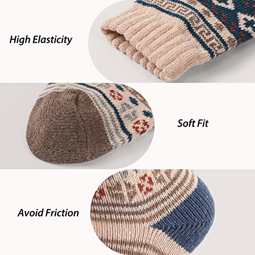 Clothclose CCSZHYMW5P9L 5 Pairs Comfortable And Warm Crew Boot Socks - Vintage Winter Socks, Soft Thick Knit Cabin Cozy Wool Gifts For Women And Men thumb #4