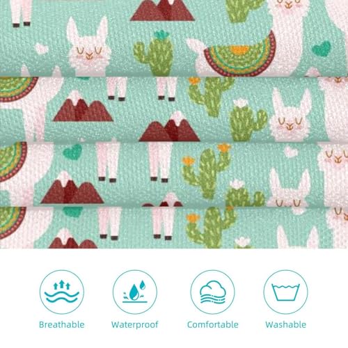 Lot de 2 tabliers de cuisine avec 4 broches et motif alpaga multicolore