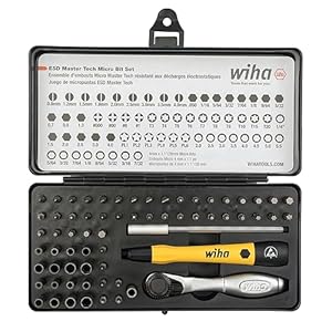 wiha 75965 lot de 65 clés à cliquet et micro embouts esd safe master technician