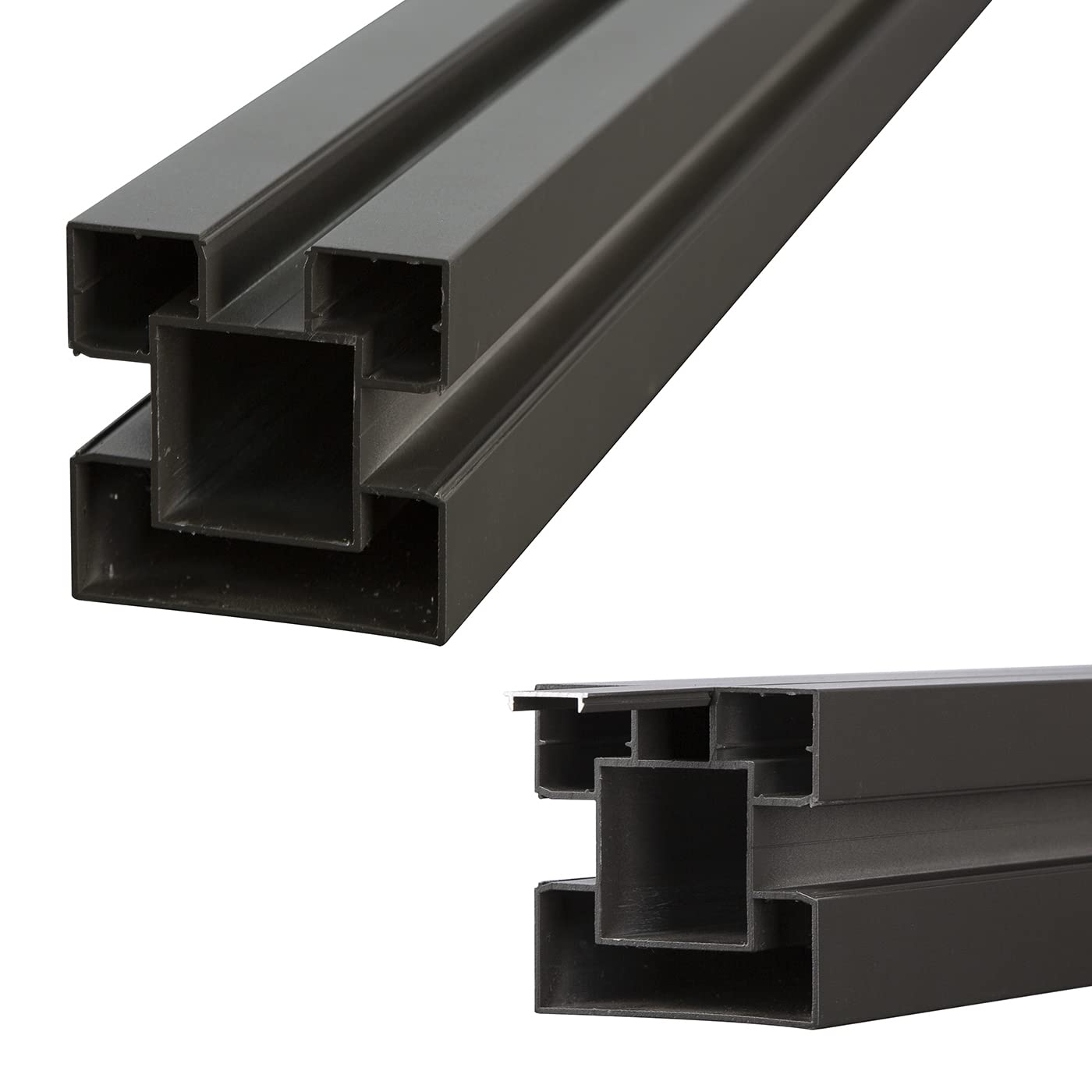 Ventanara® WPC Zaun Sichtschutzzaun Steckzaun Gartensichtschutz Komplettset 188x190 inkl Aluminiumpfosten anthrazit (anthrazit, 1x Element schmal + 1x Pfosten inkl. Aufschr)