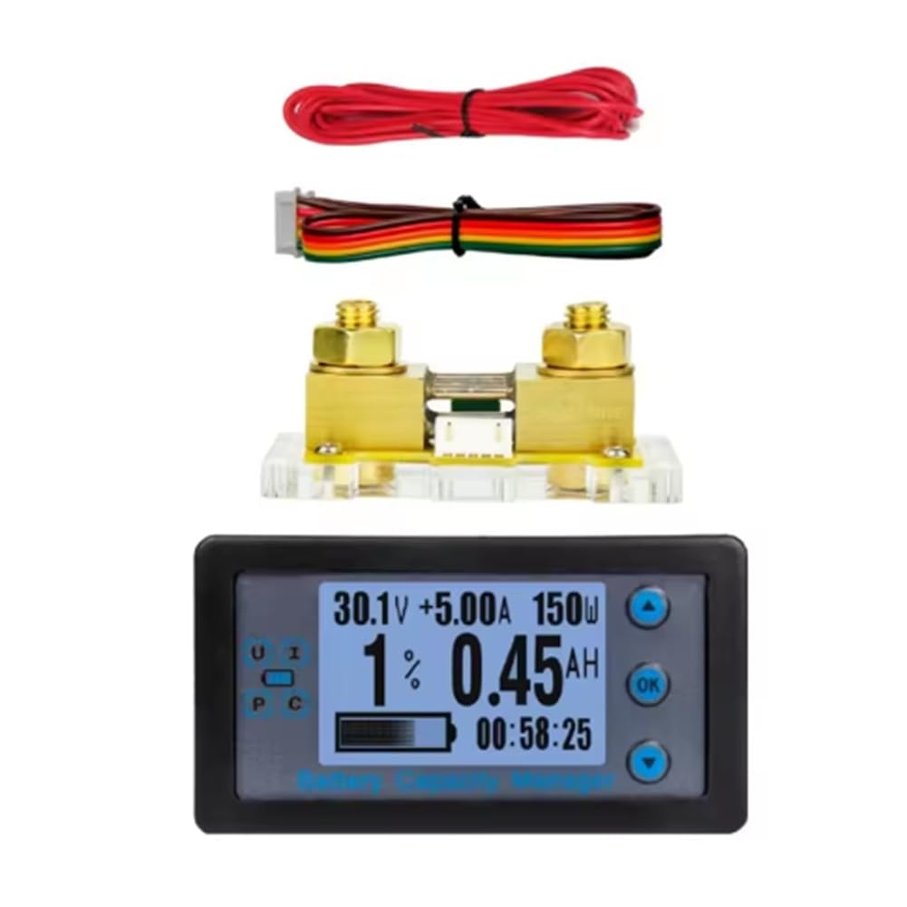 Osmond Battery Tester with Shunt Meter 100A Digital Multimeter Voltmeter Wattmeter 8-120V Ammeter