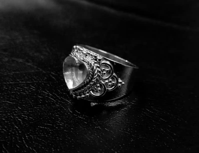Miniatura 2 de 925 Sterling Silver Heart Shape Handcrafted Bezel Ring Blank Bezel Setting, Blank Ring Base,Ring DIY For Resin Work,Traditional Antique Ring
