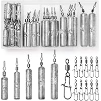Fishing Weights Drop Shot Set (30pcs) 3.5g&ndash;14g, Pencil Drop Shot Style, Silver, for Freshwater and Saltwater Fishing
