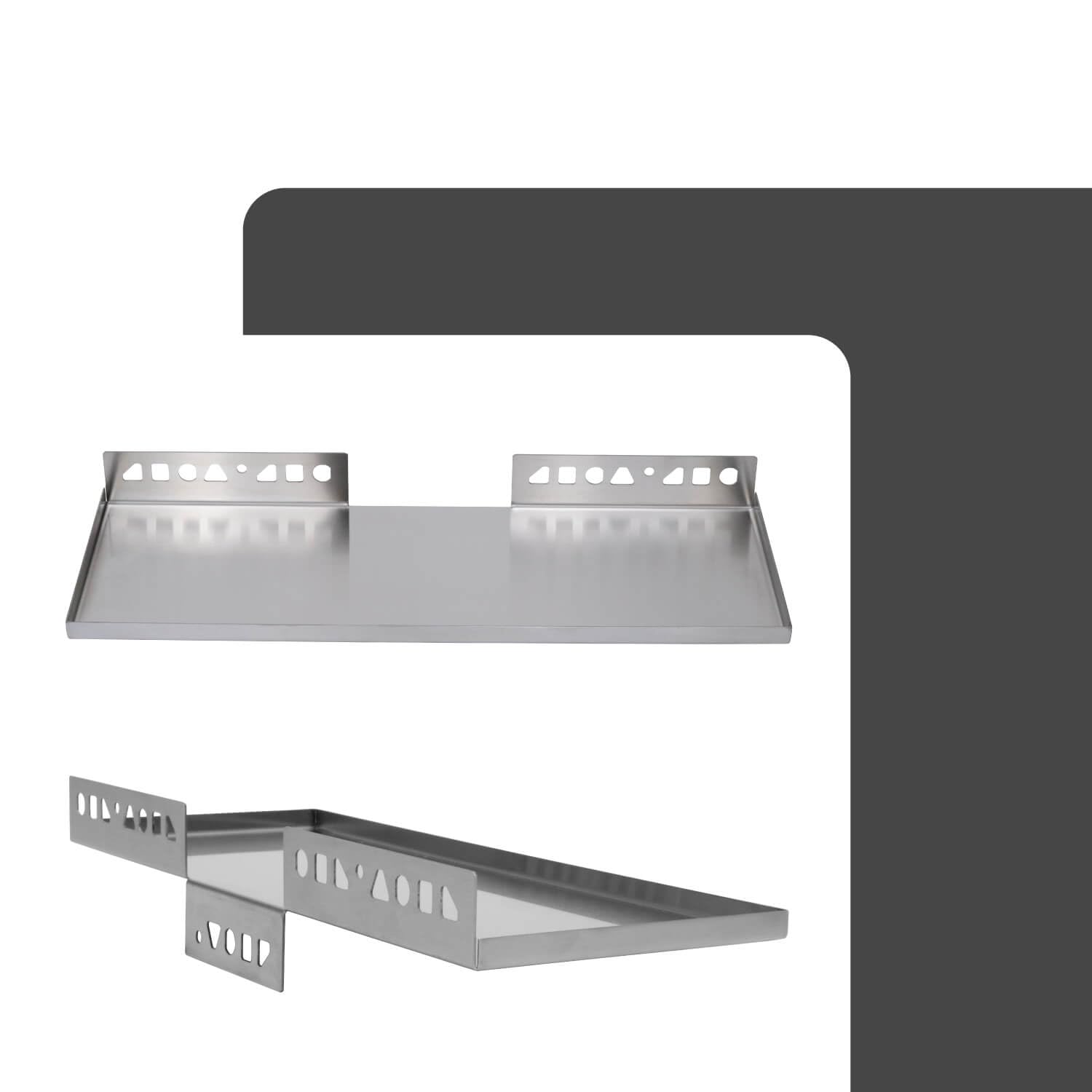 Befliesbare Duschablage Ecke 400mm x 150mm Silber Ablage zum Einfliesen, Edelstahl korrosionsbeständig, Bad Accessoires