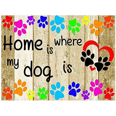 Tangbr 5D Diamond Painting Kit,Diamond Painting Kits for Adults Art for Home Wall Decor Home is Where My Dog is 15.7x11.8in 1 Pack Cover