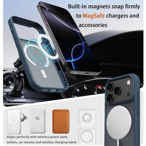 Image of Magnetic for iPhone 17 Pro Phone Case, [Compatible with MagSafe], Screen Protector X1, [Military Grade Drop Protection],Matte Finish,Slim,Shockproof,Protective (Deep Blue, iPhone 17 Pro)