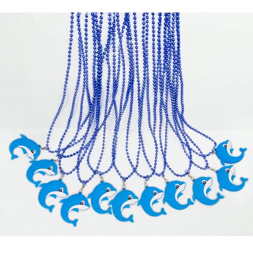 Image of 24 Pack Dolphin Necklace Party Favors for Sea World Themed Baby Shower, Birthday Party Goodie Bag Fillers,School Carnival Rewards, Photography Props, Home Decorations, Classroom Prize