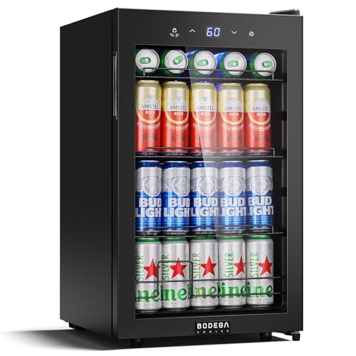 BODEGACOOLER Wine and Beverage Refrigerator, 24 Inch Dual Zone Beveage Fridge, Freestanding Wine Fridge, Under Counter Beverage Cooler With Glass Door with LED Light for Bar,Home Use,Club,Ki