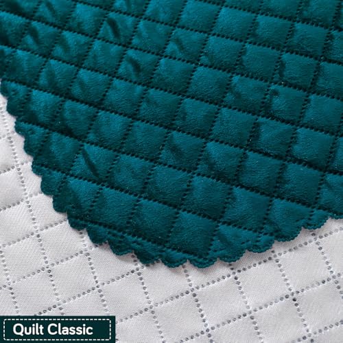 Image of HOKIPO Quilted Sofa Cover 3 Seater and 2 Seater Set - 5 Seater Sofa Cover (3+2) for Seat & Back | 'Quilt Classic' Teal (IN-927 * 2+926 * 2-Teal)