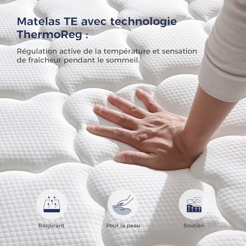 Matelas 140x190 ressorts 7 zones + gel refroidissant Inofia