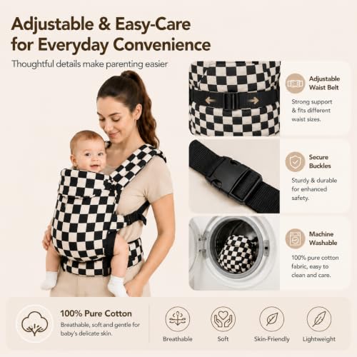 Image of Baby Carrier Newborn to Toddler,Cotton Infant Carrier,7-40lbs Baby Carrier