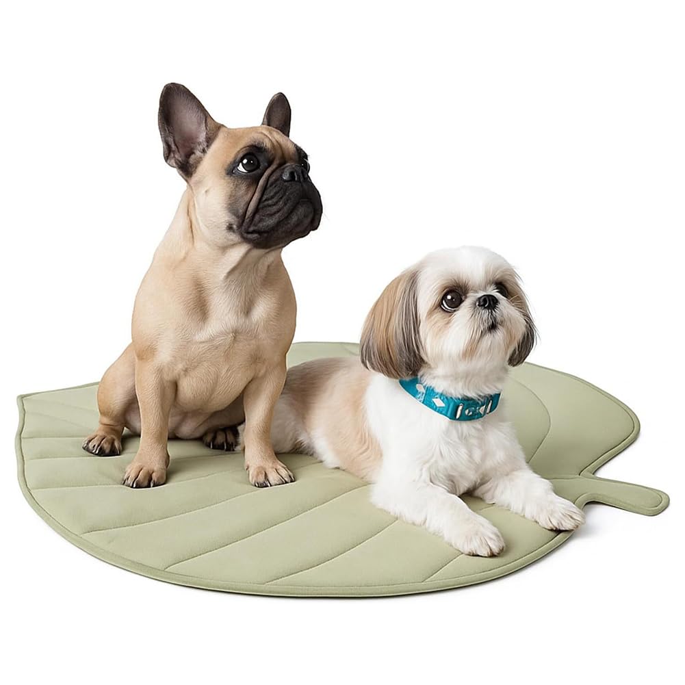 Alfombrilla de refrigeración duradera para perros y gatos, grande y lavable, cama para mascotas en forma de hoja, ideal para perros y gatos en verano caluroso, L