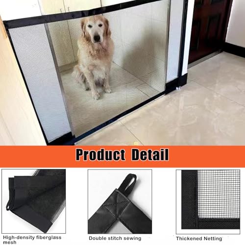 TüRgitter Hunde Tragbar 89x78cm Hundegitter Wohnung Indoor No Drilling Mesh Baby Gate FüR Das Haus TüRöFfnung Haustier Sicherheit Tor