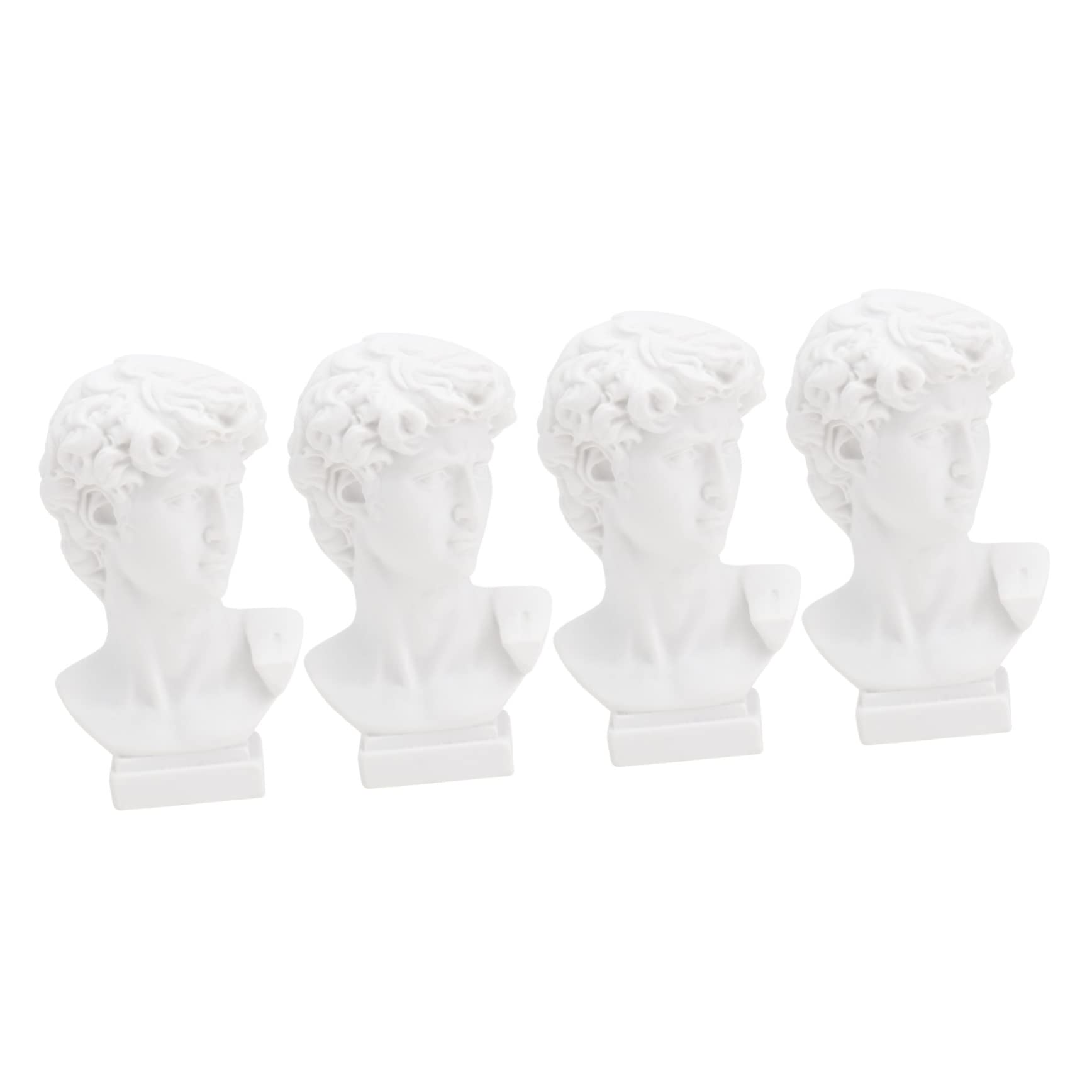 OUNONA 4PCS Mini Resin David Head Statue Height Plaster Imitation Sculpture for Tabletop Home Decoration Unique Present for Holidays and Housewarmings