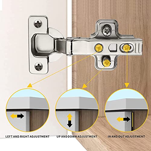 Furniware 2 pcs Soft Close Cabinet Hinge,110 Degree Full Overlay Kitchen Door Hinge,35mm Concealed Kitchen Cabinet Hinges Cabinet Door Plate with Screws - Image 2