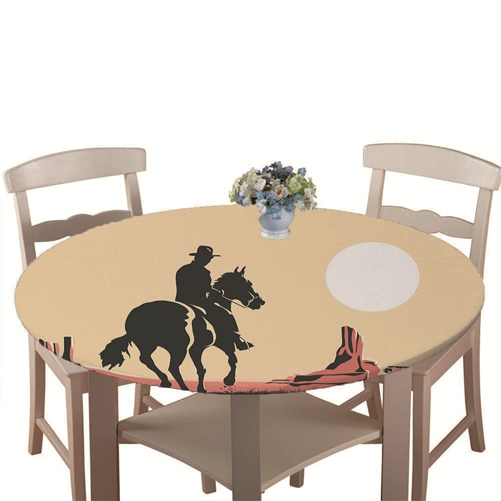 Chickw1 Nappe Ronde En Polyester, Nappe à Imprimé Cheval 3D Anti Tache