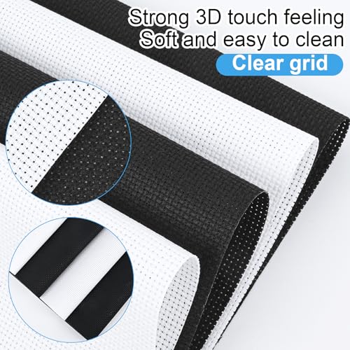 Image of MYFAMIREA 16PCS Cross Stitch Fabric, 4 Sizes Aida Cloth 14 Count White and Black Craft Embroidery Cloth Classic Reserve Cross Stitch for Home DIY Needlework Embroidery Decoration, 5.9 to 11.8inch