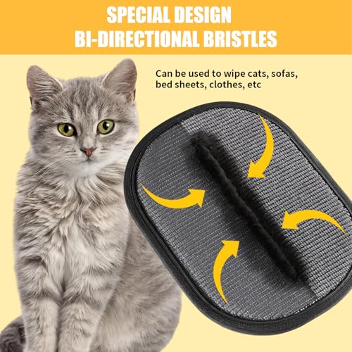 3 Stück Fellmagnet Handschuhe Tierhaarentfernung, Katzenhaarentferner Handschuhe, Wiederverwendbare Fellpflegehandschuhe für Hunde und Katzen, Effektive Haarentfernung für Möbel und Kleidung