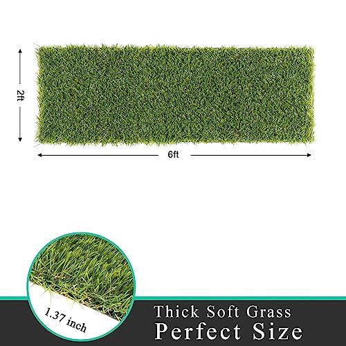 Vaukki Artificial Grass Runner 1.37" (35Mm) Pile Height, Grass Outdoor Rug For Entrance, Fake Grass Pee Pad For Dogs, Realistic Artificial Grass Mat Runner For Hallway, Pets And Entryway, 2'X6' #TOP6