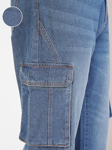 Image of Highlander Men's Relaxed-Fit Cargo Pocket Jeans | Clean Look | Cotton Comfort | Utility Style| Cargo Jeans for Man