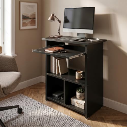 Image of Amazon Brand - Solimo Elite Study Table for Home Office | Engineered Wood Computer & Writing Desk |Black | L 61 x W 35 x H 75 cm