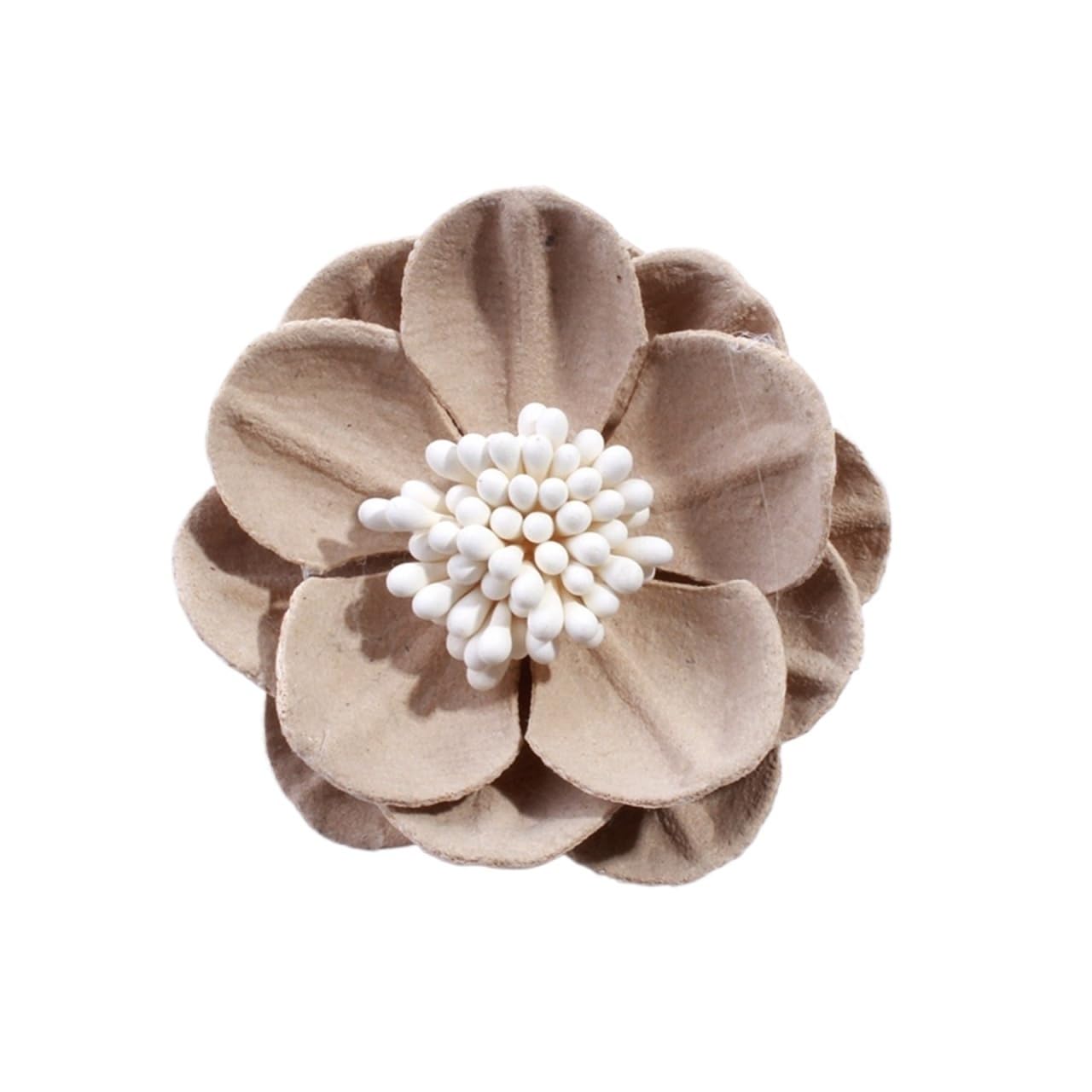 SUODEBYY Fabric Flowers 10PCS 5CM Artificial Felt Fabric Flowers With Stamen For Wedding Invitation Chic Fake Flower For Home Dress Decoration(Khaki)